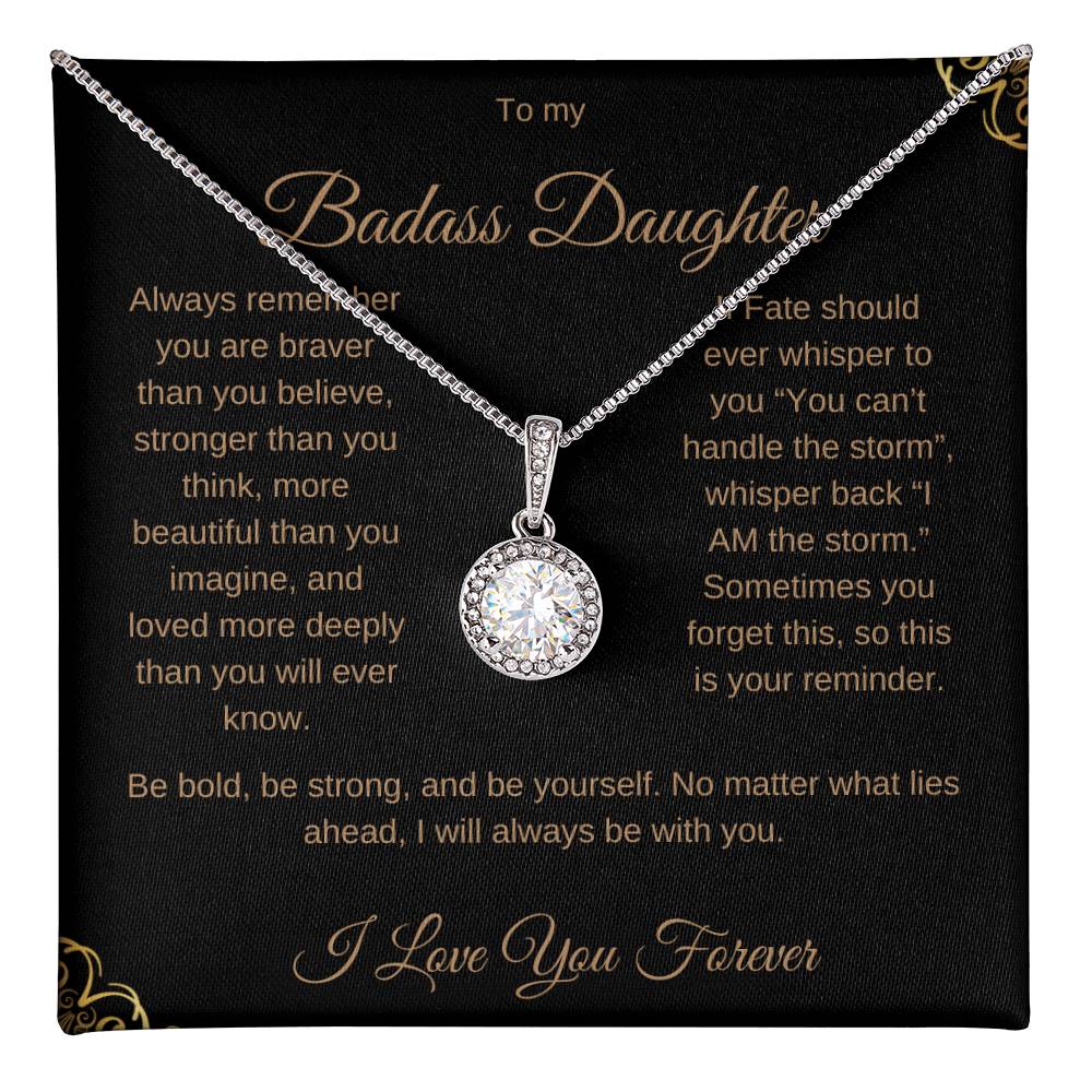 To My Badass Daughter Luxury Gold Necklace