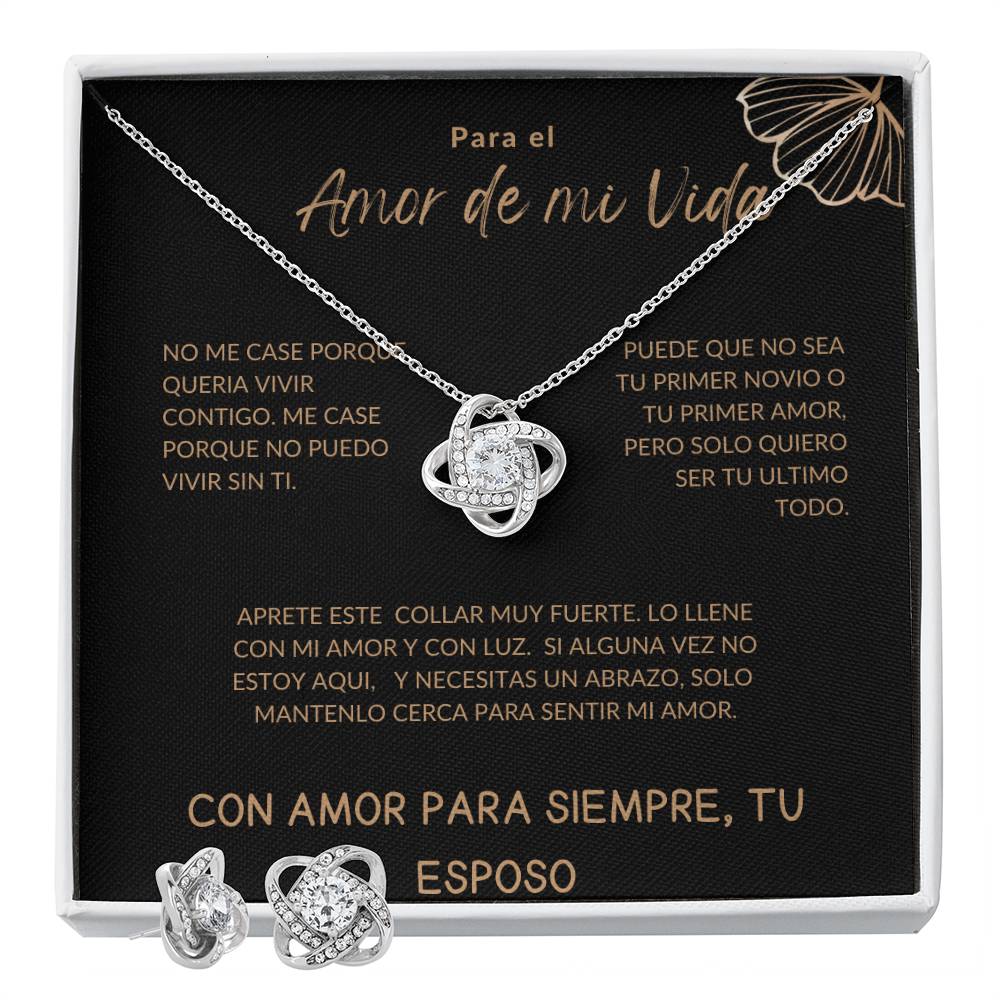 Amor De Mi Vida Luxury Gold Love Knot Necklace & Earrings Gift Set