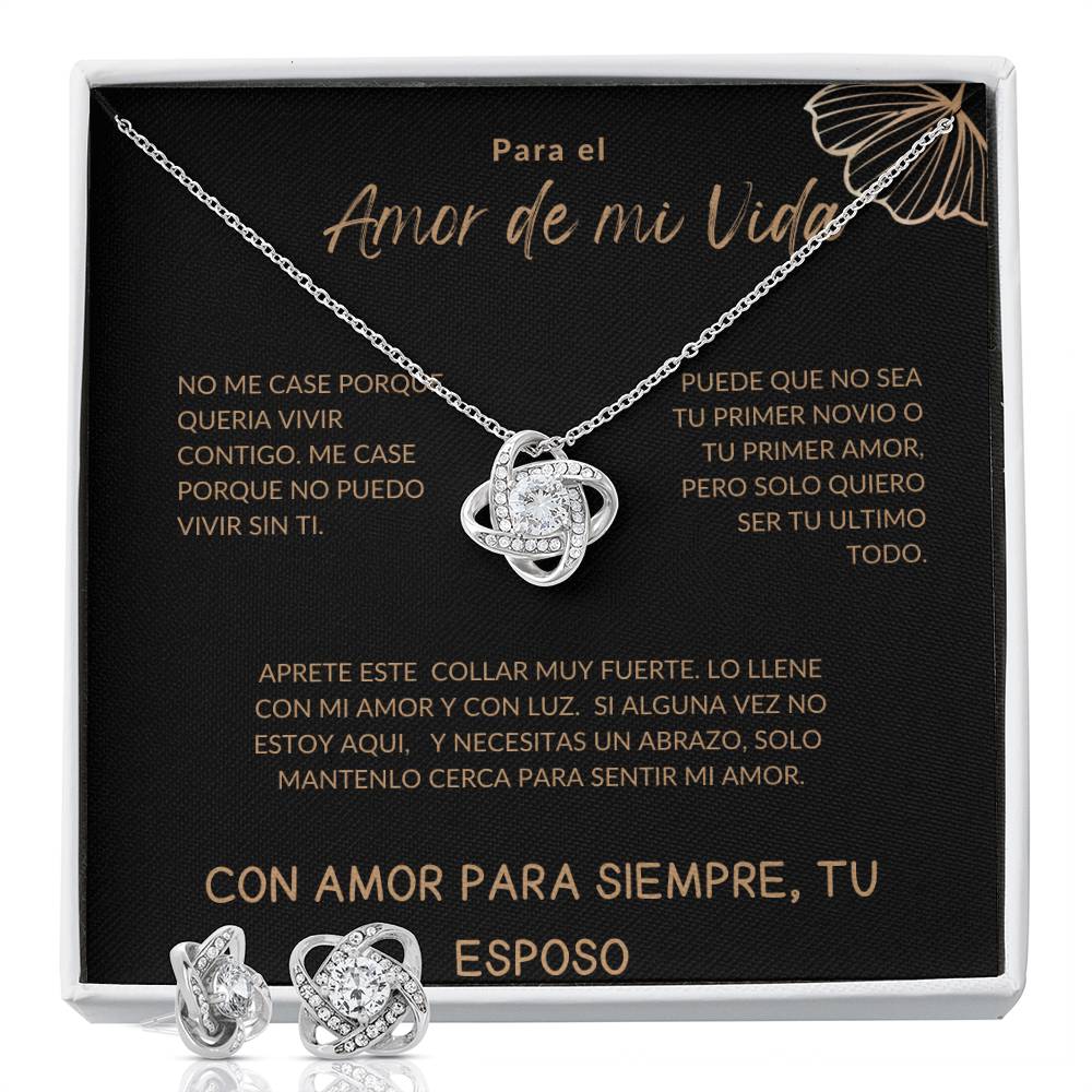 Amor De Mi Vida Luxury Gold Love Knot Necklace & Earrings Gift Set