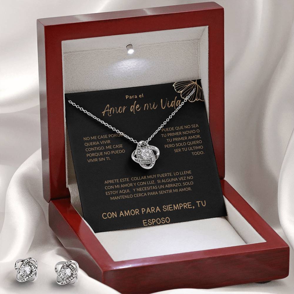 Amor De Mi Vida Luxury Gold Love Knot Necklace & Earrings Gift Set