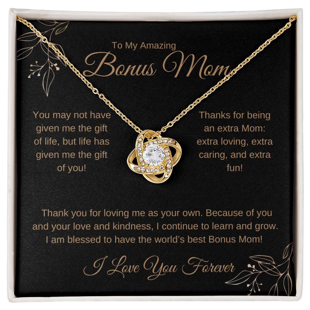 To My Bonus Mom Luxury Gold Love Knot Necklace