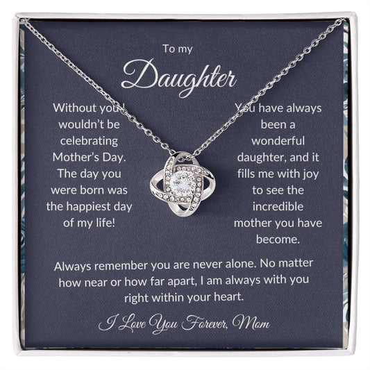 To My Daughter From Mom Mother's Day Gift Luxury Gold Love Knot Necklace