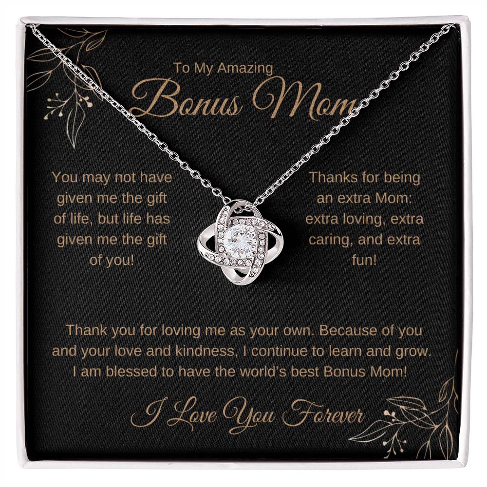 To My Bonus Mom Luxury Gold Love Knot Necklace