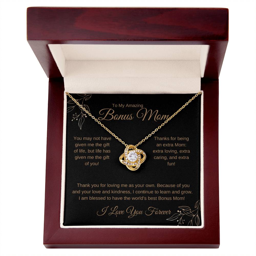 To My Bonus Mom Luxury Gold Love Knot Necklace