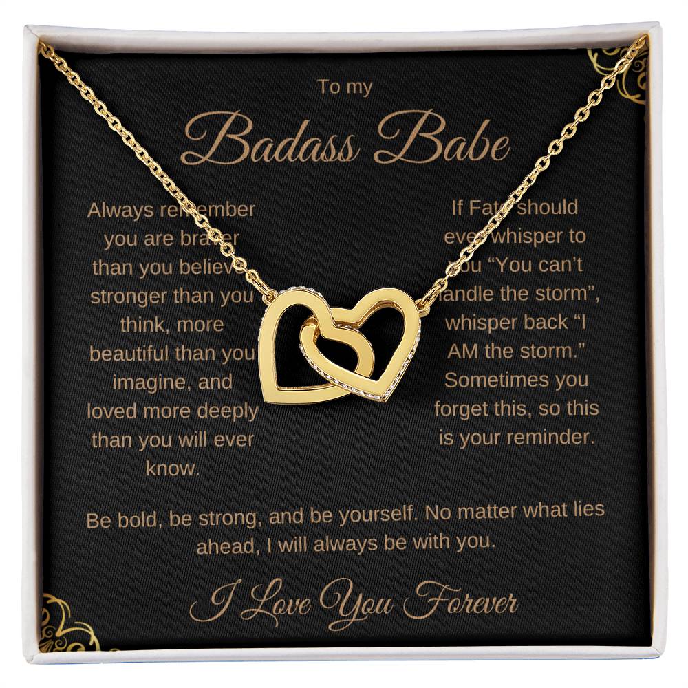 To My Badass Babe Luxury Gold Interlocking Hearts Necklace