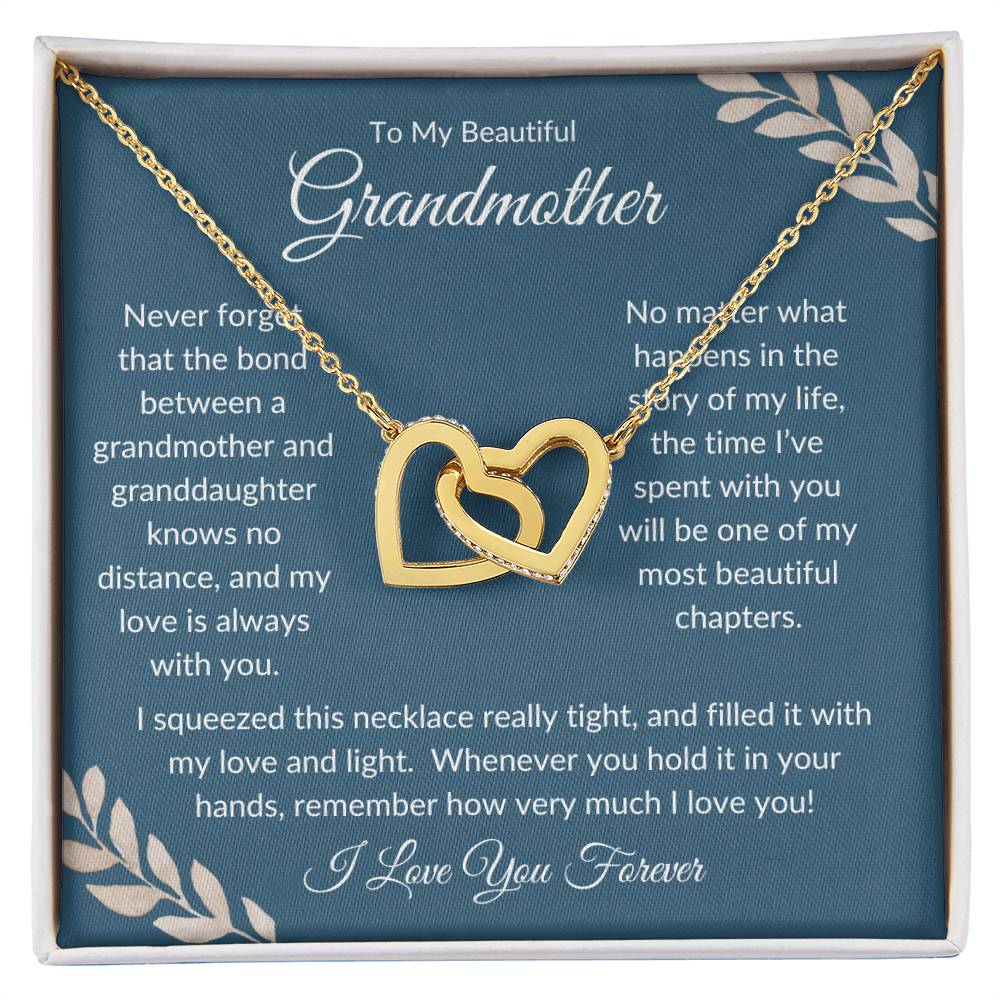 To My Beautiful Grandmother Luxury Gold Interlocking Hearts Necklace