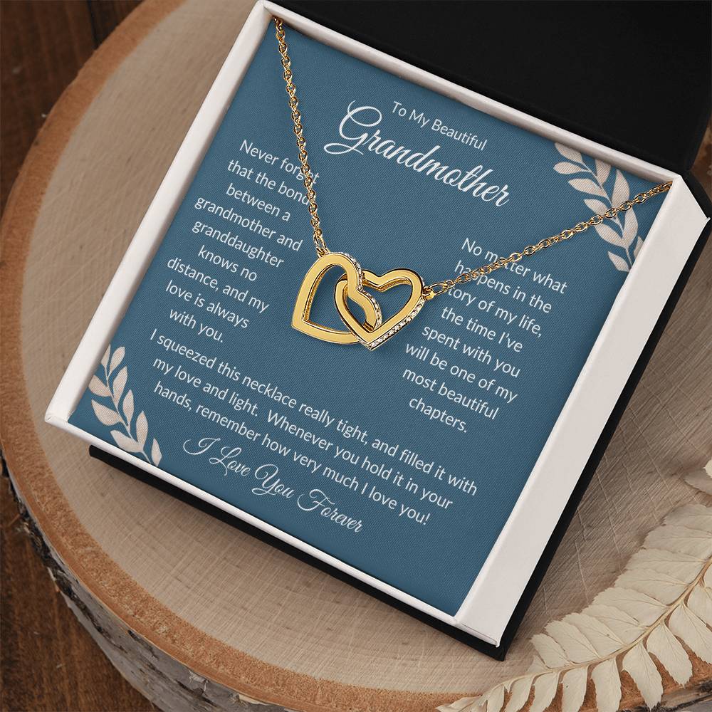 To My Beautiful Grandmother Luxury Gold Interlocking Hearts Necklace