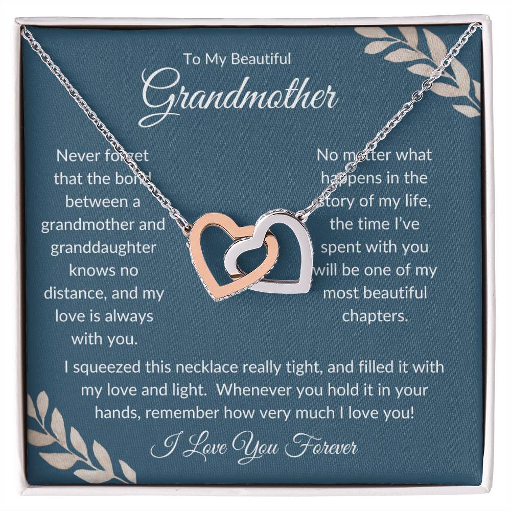 To My Beautiful Grandmother Luxury Gold Interlocking Hearts Necklace