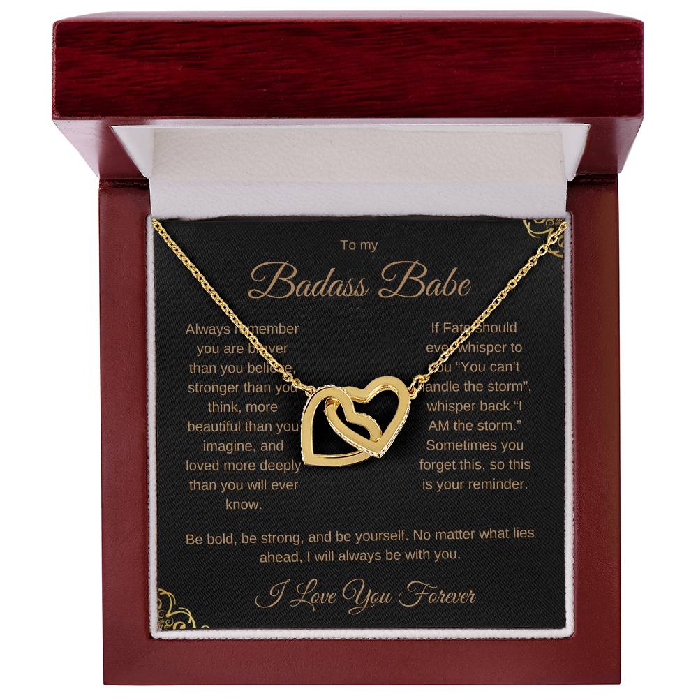 To My Badass Babe Luxury Gold Interlocking Hearts Necklace