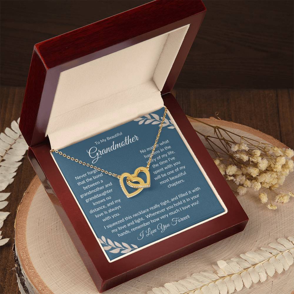 To My Beautiful Grandmother Luxury Gold Interlocking Hearts Necklace