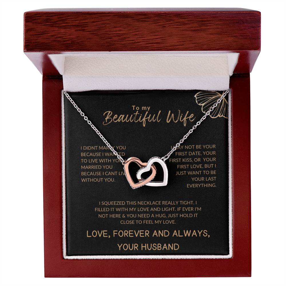 To My Beautiful Wife Luxury Gold Interlocking Hearts Necklace