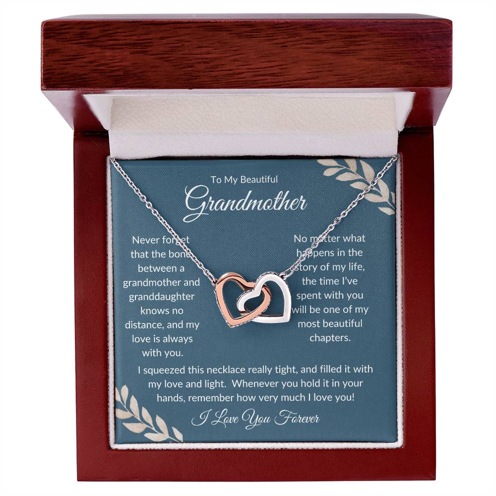 To My Beautiful Grandmother Luxury Gold Interlocking Hearts Necklace